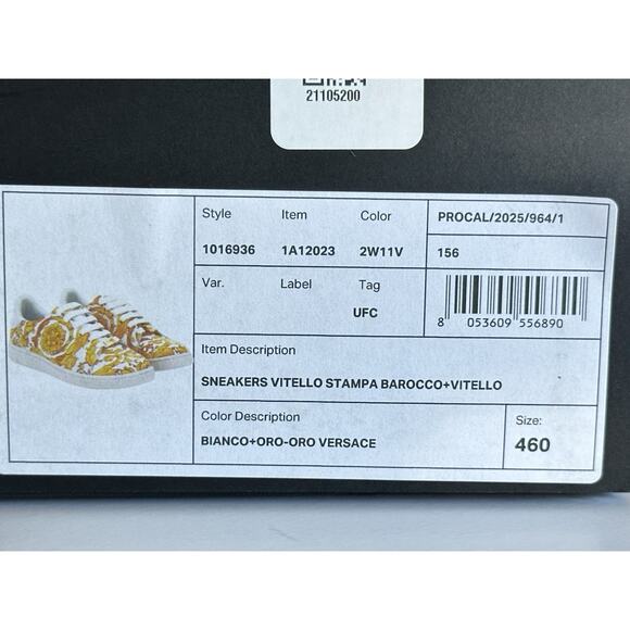 Versace Baroco Men\'s White/Gold Leather Sneakers 13 US (46 Euro) 1016936 NIB main image 13